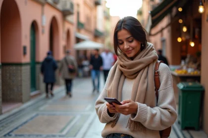 Jeune femme marocaine souriante dans les rues de Marrakech