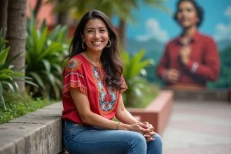 Femme nicaraguayenne souriante dans la plaza de la revolución