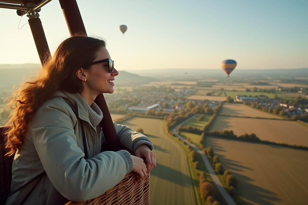 Jeune femme dans la nacelle d