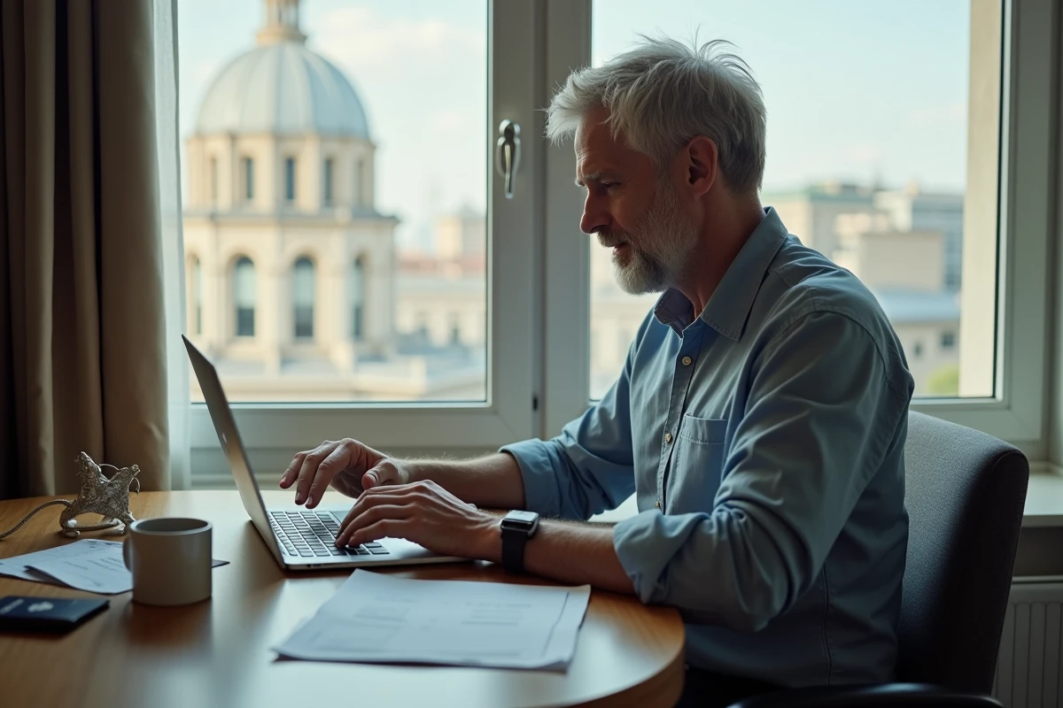 Homme comparant des assurances santé à l