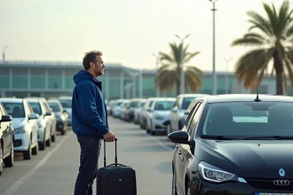 Homme d'âge moyen en voyage à Al Massira stationnement