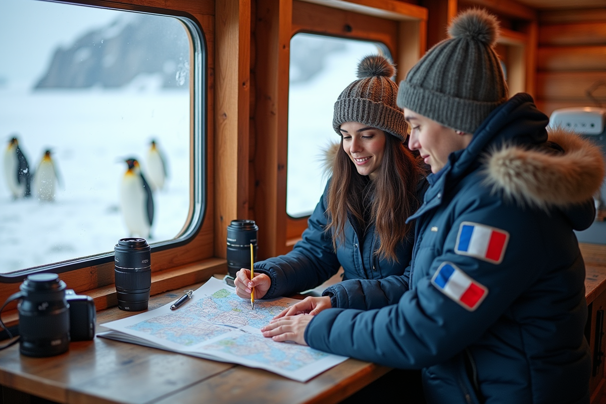 Jeunes voyageurs consultent une carte dans une station