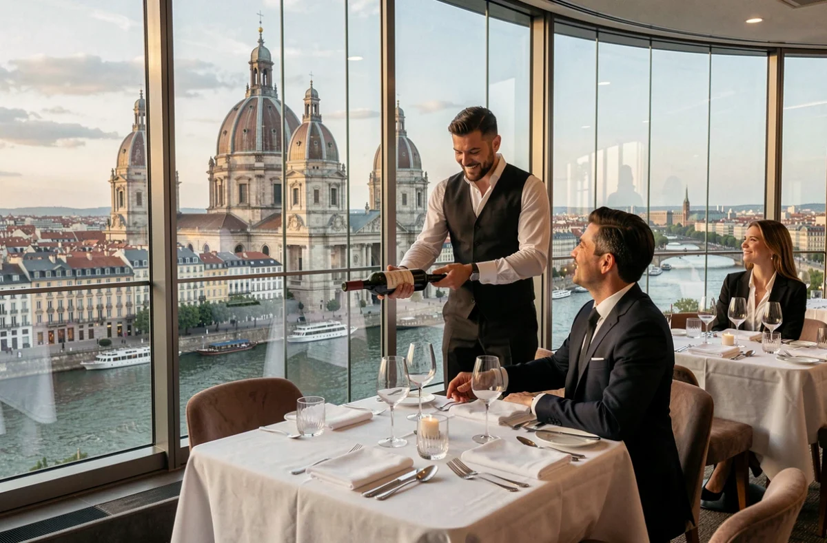 Restaurant gastronomique Les Trois Dômes au sommet du Sofitel Lyon Bellecour avec vue panoramique sur la ville