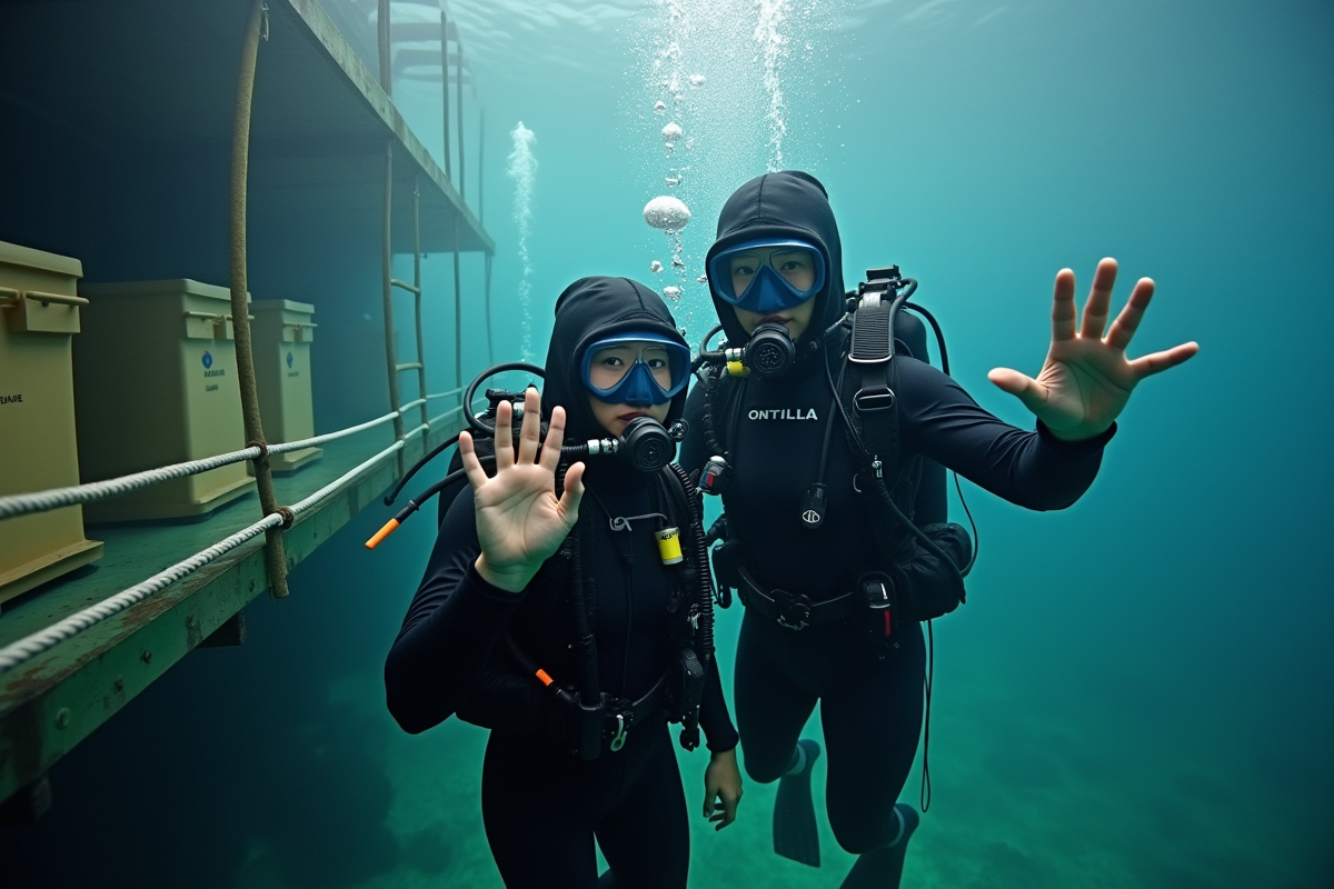 Jeune plongeuse signalant OK lors d