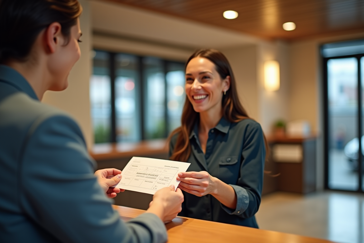 Réceptionniste d'hôtel souriant échangeant des bons vacances